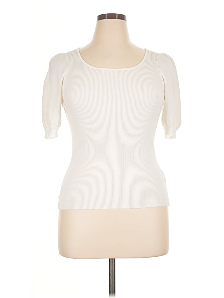 Pre-owned Staccato Short Sleeve Top Ivory Sweetheart Neckline Tops