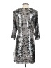 Parker 100% Silk Metallic Silver Cocktail Dress Size XS - photo 2