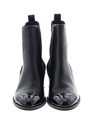 Chanel Calfskin Patent Cap Toe CC Short Boots  (view 2)