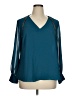 Jennifer Lopez 100% Polyester Teal Long Sleeve Blouse Size XL - photo 1