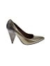 Bacio 61 100% Leather Metallic Silver Green Heels Size 8 - photo 1