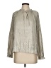 Current Air 100% Polyester Metallic Silver Long Sleeve Blouse Size S - photo 1