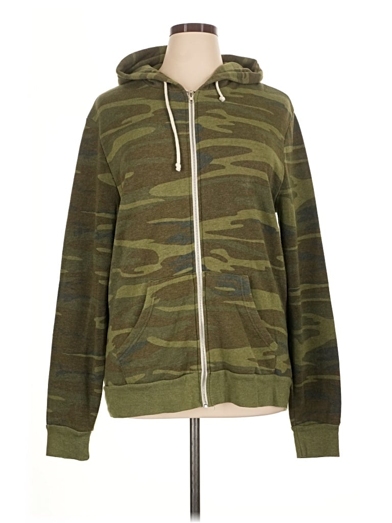 Pre-owned Alternative Earth Zip Up Hoodie In Green
