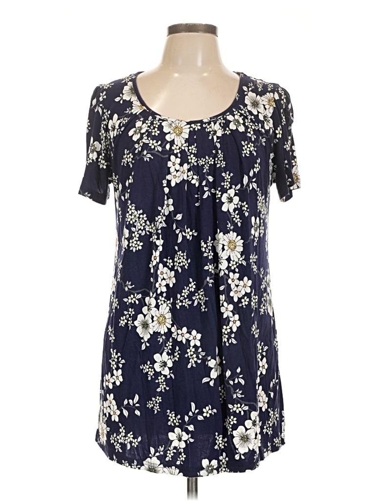 Pre-owned Honeyme Short Sleeve Blouse In Blue