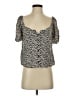 Lush 100% Rayon Black Short Sleeve Blouse Size S - photo 1
