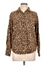 Chaus Animal Print Brown Long Sleeve Button-Down Shirt Size 12 - photo 1