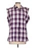 Akini Plaid Purple Sleeveless Button-Down Shirt Size L - photo 1
