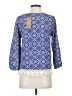 Dina Be 100% Cotton Blue 3/4 Sleeve Blouse Size S - photo 2