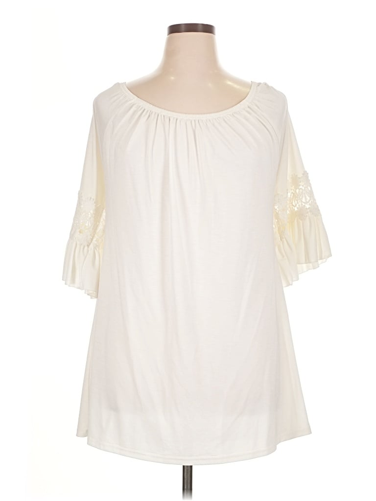 Pre-owned Win Win 3/4 Sleeve Blouse In Ivory