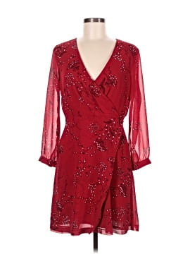 open lace back dress Madewell Hazelwood Windswept Red Floral Faux Wrap Front Dress Size 4