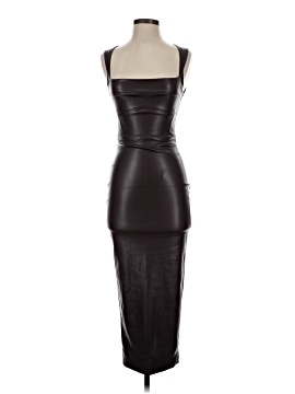 black leather zip front dress Sleeveless Belted Waist Zipper Front Black Mini Women Leather Dress L / White