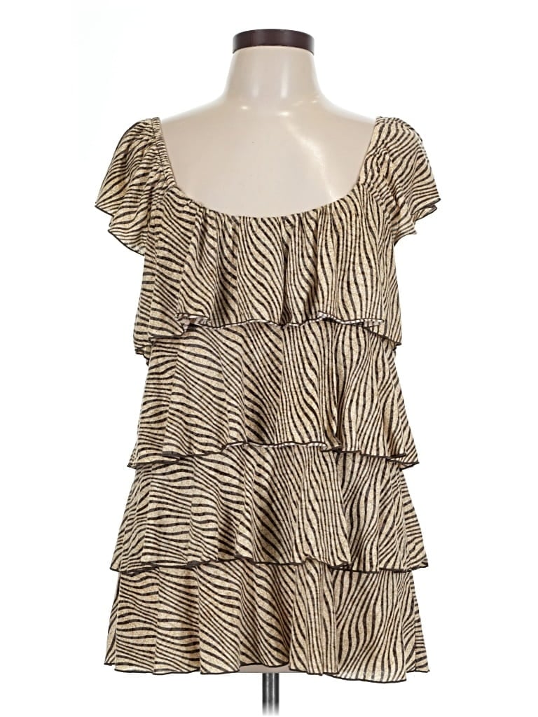 Pre-owned Chaus Short Sleeve Blouse In Brown