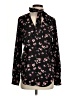 Ann Taylor 100% Polyester Floral Black Long Sleeve Blouse Size S - photo 1