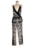 Diane von Furstenberg 100% Silk Silver Black Jumpsuit Size 6 - photo 1