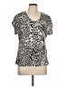 Worthington 100% Polyester Animal Print Gray Short Sleeve Blouse Size L (petite) - photo 1