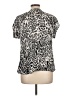 Worthington 100% Polyester Animal Print Gray Short Sleeve Blouse Size L (petite) - photo 2