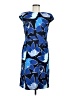 Escada 100% Cupro Floral Blue Cocktail Dress Size EU 38 / US 8 - photo 1
