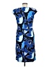 Escada 100% Cupro Floral Blue Cocktail Dress Size EU 38 / US 8 - photo 2