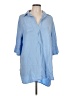 Ekouaer 100% Rayon Blue 3/4 Sleeve Button-Down Shirt Size L - photo 1