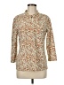 J. McLaughlin Print Tan 3/4 Sleeve Button-Down Shirt Size M - photo 1