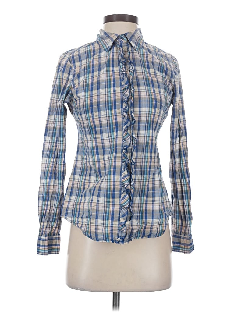 Pre-owned Route 66 Long Sleeve Button Down Shirt In Blue