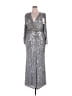 Mac Duggal 100% Polyester Silver Cocktail Dress Size 20 - photo 1