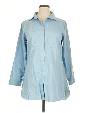 Unbranded 3/4 Sleeve Button-Down Shirt (view 1)
