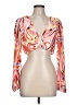Soho Graphic Argyle Aztec Or Tribal Print Color Block Marled Ombre Paisley Stripes Tie-dye Tropical Orange 3/4 Sleeve Blouse Size L - photo 1