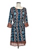 Everly 100% Polyester Print Teal Casual Dress Size M - photo 1