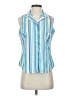 Basic Editions Stripes Blue Sleeveless Button-Down Shirt Size S - photo 1
