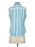 Basic Editions Stripes Blue Sleeveless Button-Down Shirt Size S - photo 2