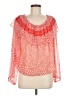 Warm 100% Silk Red 3/4 Sleeve Silk Top Size 8 (3) - photo 1