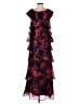 Xscape 100% Polyester Floral Black Burgundy Cocktail Dress Size 6 - photo 1