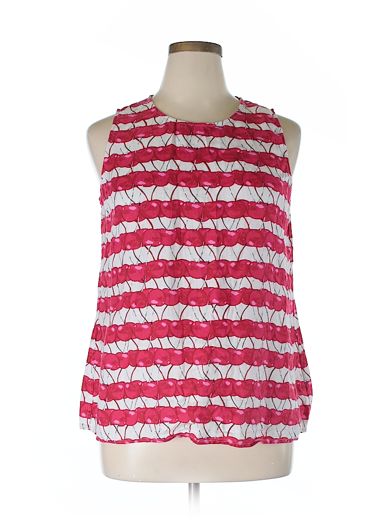 Cynthia Rowley TJX 100% Linen Print Pink Sleeveless Blouse Size XL - 58 ...