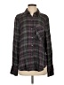 Free People 100% Rayon Plaid Gray Long Sleeve Button-Down Shirt Size S - photo 1