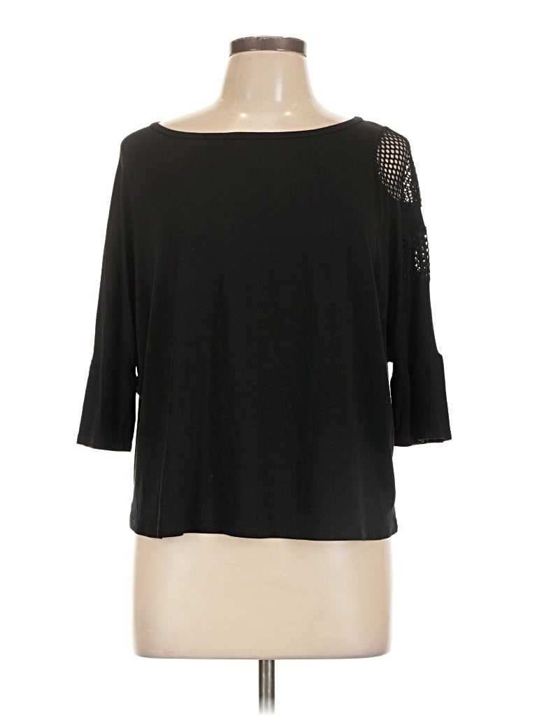 Pre-owned Bluegrey 3/4 Sleeve Top Black Boatneck Tops
