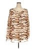Lane Bryant 100% Polyester Animal Print Tan Brown Long Sleeve Blouse Size 18 - 20 Plus - photo 1