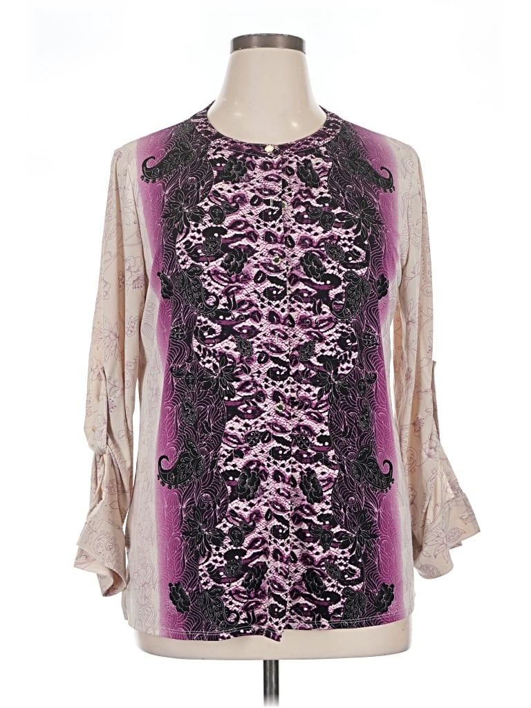 Pre-owned Dana Buchman For Kohls 3/4 Sleeve Blouse In Purple