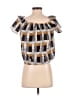 Blush 100% Cotton Brown Short Sleeve Blouse Size S - photo 2