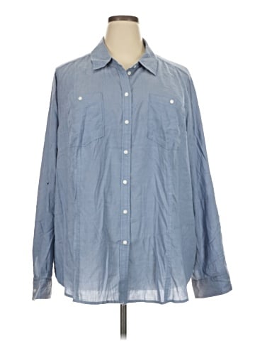 Lane Bryant Outlet Long Sleeve Button-Down Shirt (view 1)