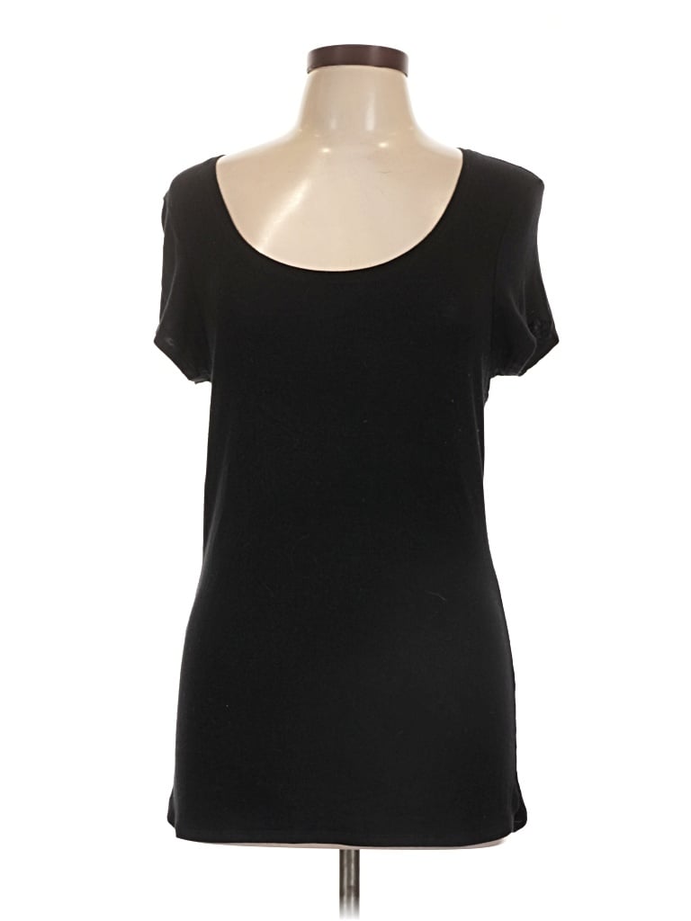 Pre-owned Max Studio Short Sleeve Top Black Scoop Neck Tops