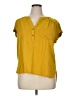 Rose + Olive Yellow Short Sleeve Blouse Size XL - photo 1