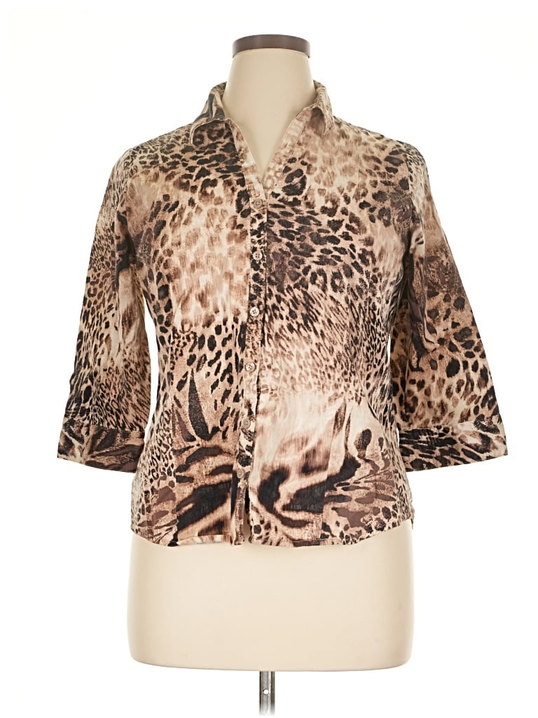 Pre-owned Dana Buchman For Kohls 3/4 Sleeve Blouse In Brown