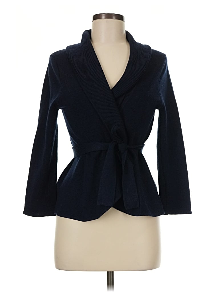 Pre-owned Bcbgmaxazria Wool Cardigan Sweater In Blue