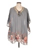 Johnny Was 100% Rayon Gray Poncho Size L - photo 1