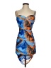 Blanc Print Blue Cocktail Dress Size M - photo 1