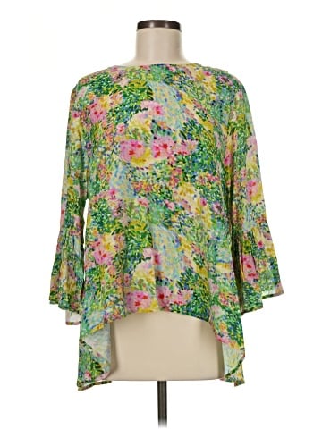 La Roque 3/4 Sleeve Silk Top (view 1)