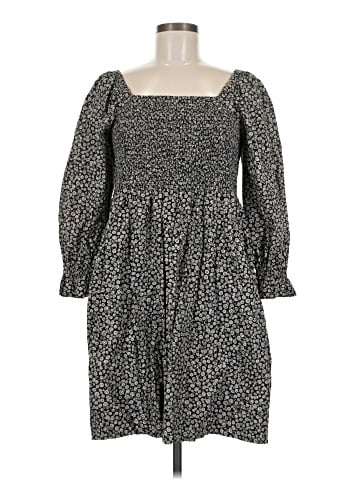 Madewell Lucie Elbow-Sleeve Smocked Mini Dress in Parisian Ditsy (view 1)