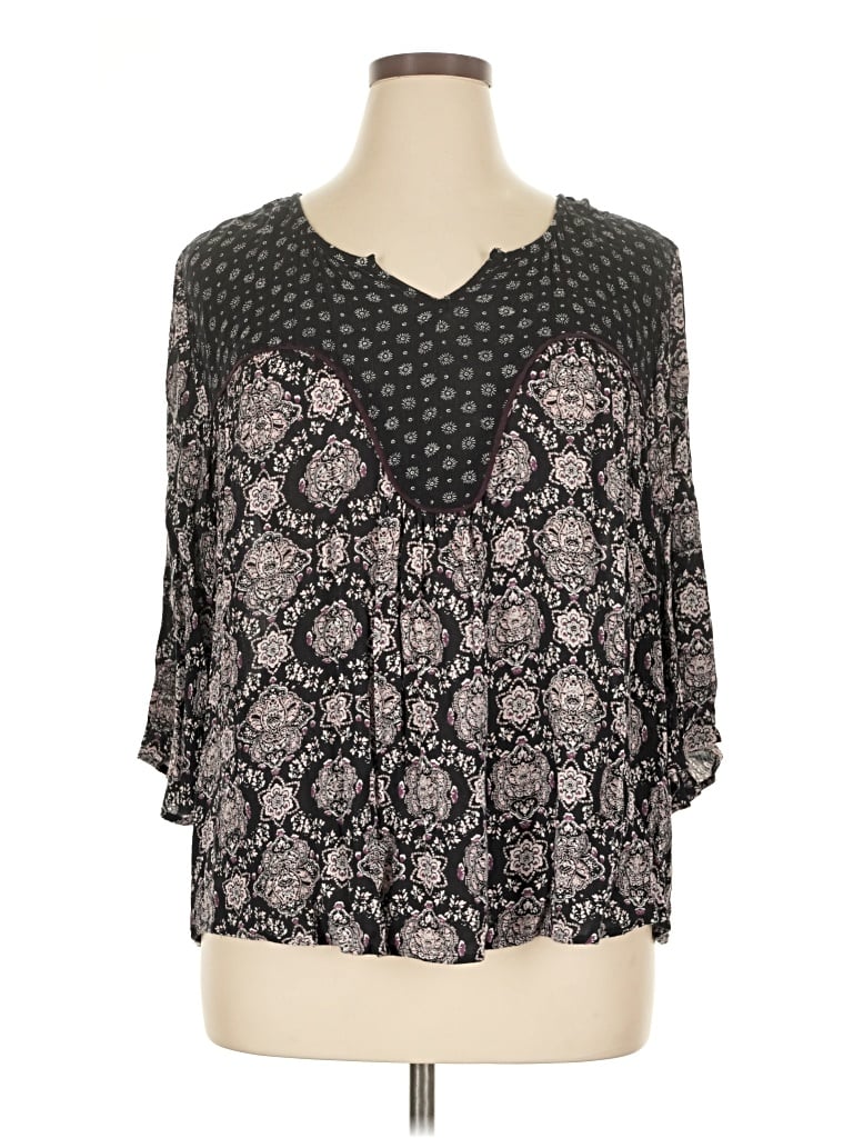 Pre-owned Style & Co 3/4 Sleeve Blouse In Black