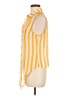 Timing Stripes Yellow Sleeveless Button-Down Shirt Size M - photo 5